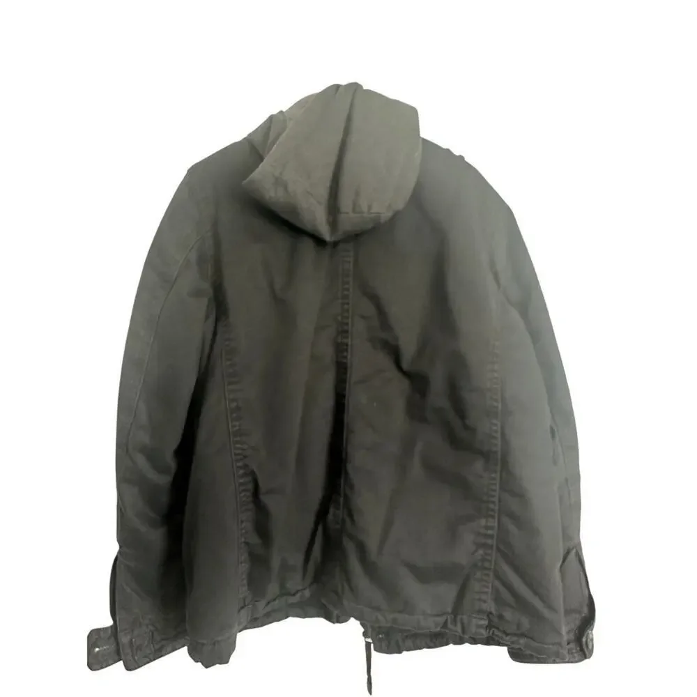 American Eagle Men's Hooded Cargo Utility Jacket - Black - Size M